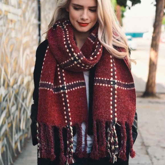 LAST‼️Chunky Plaid Blanket - Scarf - Picture 3 of 4